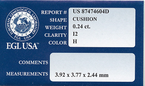 0.24 Carat Loose Cushion Cut Diamond H Color I2 Clarity - Item: D149 - Image: 2