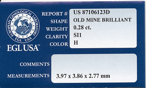 0.28 Carat Loose Old Mine Cut Diamond H Color SI1 Clarity - Item: D143 - Image: 2