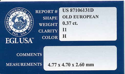 0.37 Carat Loose Old European Cut Diamond H Color I1 Clarity - Item: D127 - Image: 2