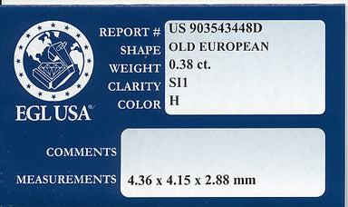 0.38 Carat Loose Old European Cut Diamond H Color SI1 Clarity - alternate view