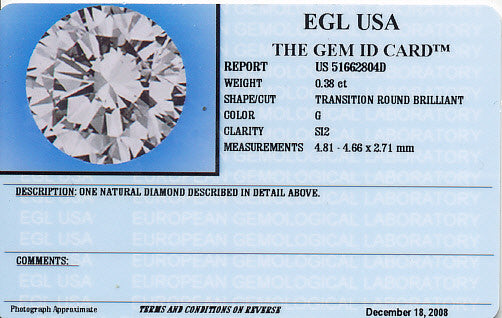 0.38 Carat Loose Vintage Transitional Round Brilliant Cut Diamond G Color SI2 Clarity - Item: D154 - Image: 2