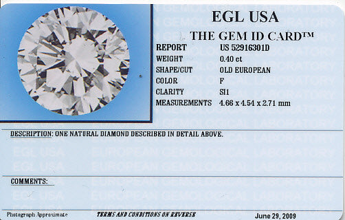 0.40 Carat Loose Old European Cut Diamond F Color SI1 Clarity - Item: D179 - Image: 2