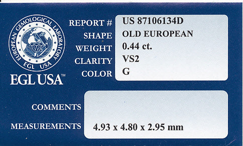 0.44 Carat Loose Old European Cut Diamond G Color VS2 Clarity - Item: D126 - Image: 2