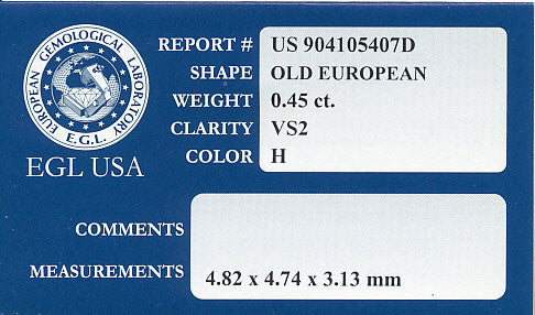 0.45 Carat Loose Old European Cut Diamond H Color VS2 Clarity - Item: D407 - Image: 2