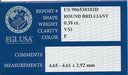 0.38 Carat F Color VS1 Clarity Round EGL USA Certificate | Loose Diamond