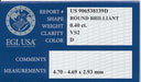 0.40 Carat Loose Round Brilliant Diamond D Color VS2 Clarity | EGL USA Certified