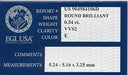 0.54 Carat E Color VVS2 Clarity Loose Diamond | EGL USA Certificate | Good Cut