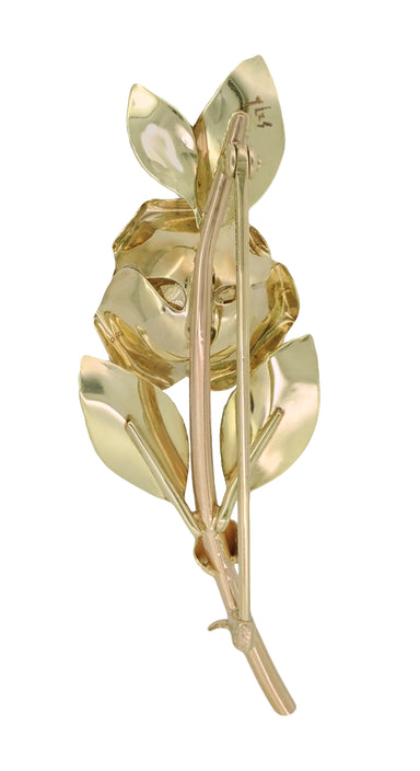 Vintage Tiffany Mid-Century Rose Pin Brooch in 14 Karat Yellow and Rose Gold - alternate view