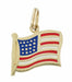 Red White and Blue Enamel Vintage American Flag Charm in 14 Karat Yellow Gold