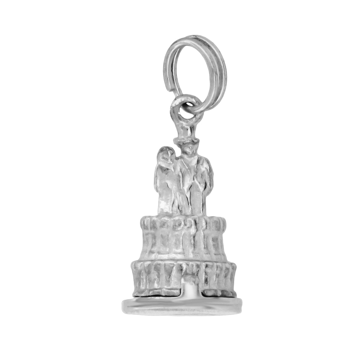 Wedding Cake Movable Charm in 14 Karat Gold With Couple on Top and Baby Carriage - Item: C109 - Image: 2