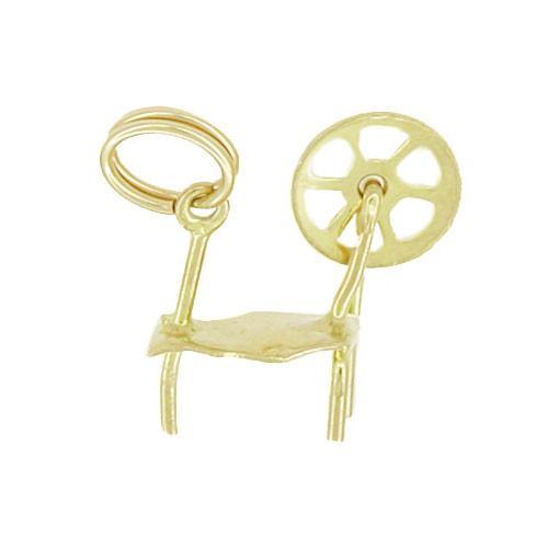 Movable Vintage Spinning Wheel Charm in 10 Karat Yellow Gold