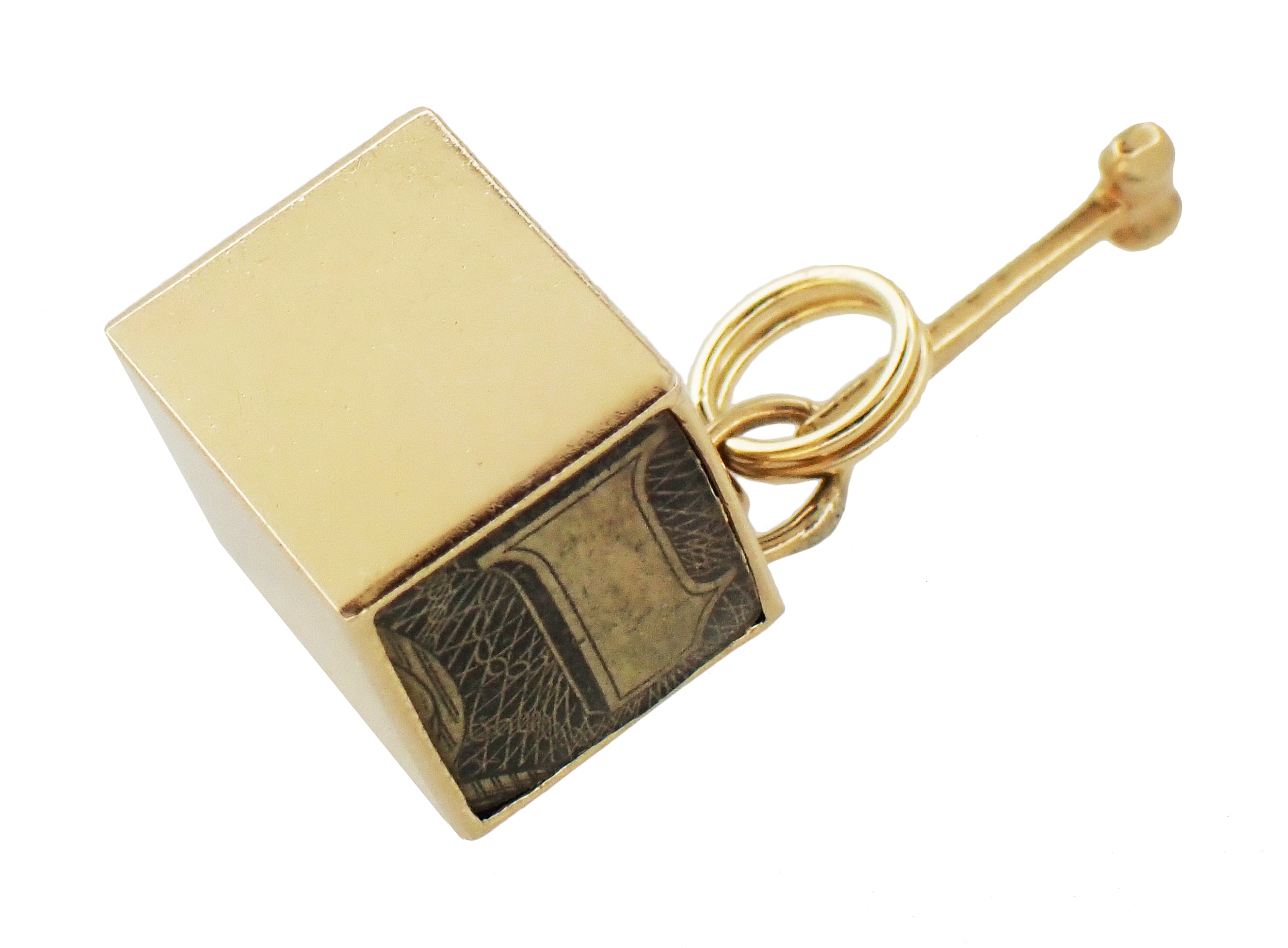 Vintage Movable Mad Money "In Emergency Break Glass Charm" in 14 Karat Yellow Gold - Item: C179 - Image: 3