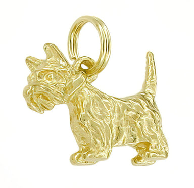 Scottish Terrier "Scottie" Dog Charm in 14 Karat Gold - Yellow, White or Rose