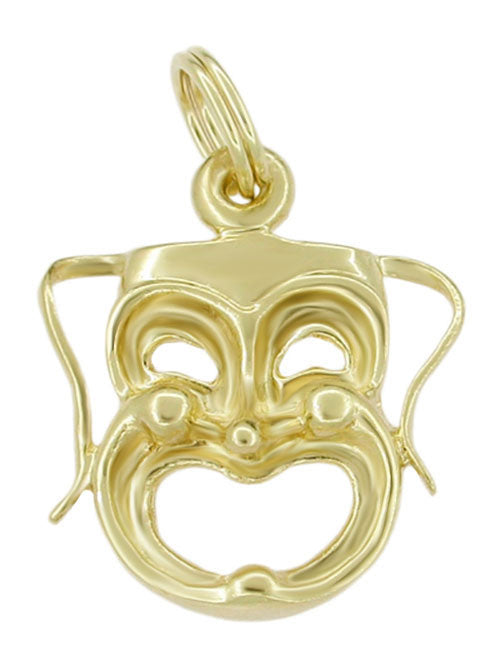 1960's Thalia Muse Comedy Mask Charm in 14 Karat Gold