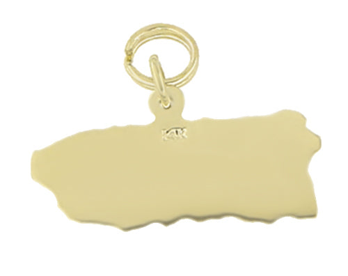 Back of Yellow Gold Puerto Rico Charm Map - 14K Solid Gold - C347