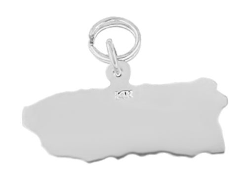 Back of 14K White Gold Puerto Rico Charm Map - Solid Gold - C347-W