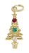 Christmas Tree Charm - Yellow Gold with Ornaments - Ruby Emerald White Sapphire