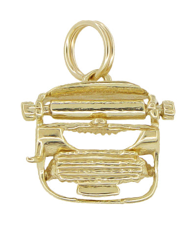 Movable Typewriter Charm - Yellow Gold - 1950s Manual Typewriter Pendant