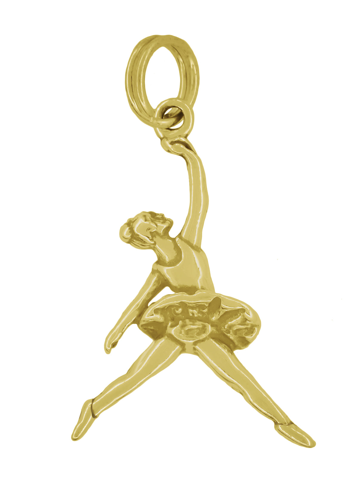 Ballet Positions  Pendant Charm in Solid Yellow Gold - Arabesque Ballerina Jewelry - C462