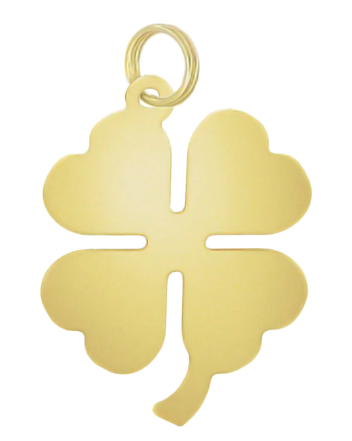 Lucky 4 Leaf Clover Charm in 14 Karat Yellow Gold or White Gold