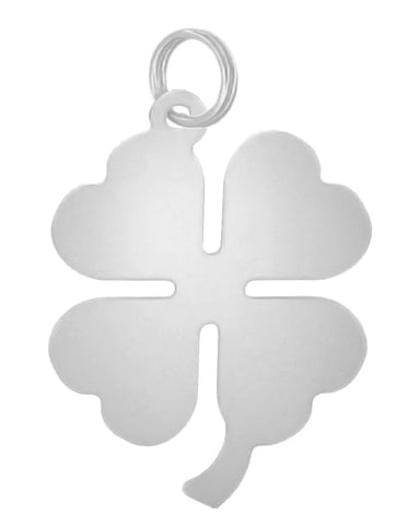 Lucky 4 Leaf Clover Charm in 14 Karat Yellow Gold or White Gold - alternate view