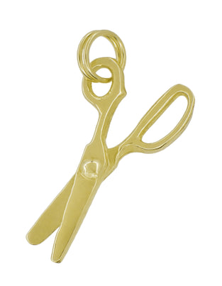 Vintage Style Articulating Scissors Charm Pendant in 14K Yellow Gold or White Gold