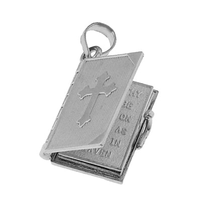 Movable Lords Prayer Opening Book Charm in 14 Karat Yellow Gold or White Gold - Item: C578 - Image: 4