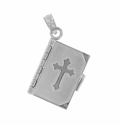 Movable Lords Prayer Opening Book Charm in 14 Karat Yellow Gold or White Gold - alternate view