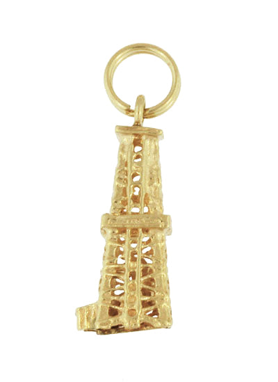 Oil Rig Charm - Vintage Oil Well Pendant - 14K Yellow Gold