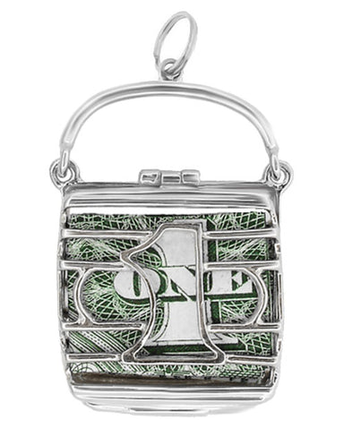 Mad Money Opening Purse Charm in 14 Karat White Gold - Movable Pendant - alternate view