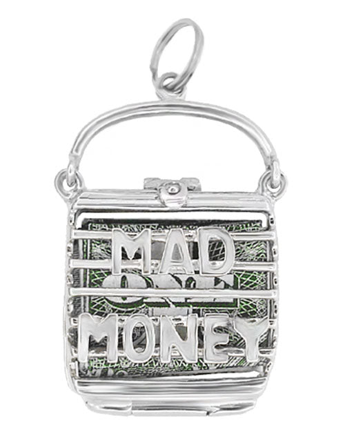 Mad Money Opening Purse Charm in 14 Karat White Gold - Movable Pendant