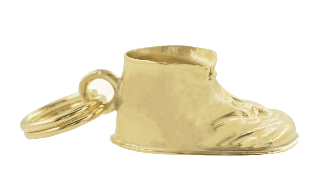 Gold baby shoe charms shop with birthstones