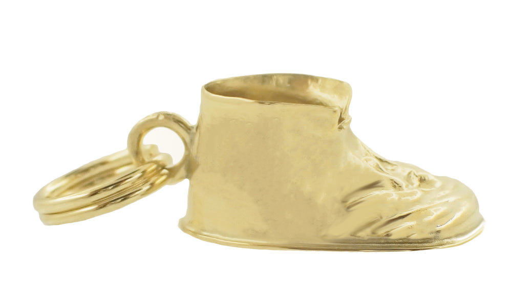 1950's Vintage Baby Shoe Charm in 14 Karat Gold - Item: C669 - Image: 3
