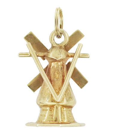 Moveable Vintage Windmill Charm in 14 Karat Yellow Gold - alternate view
