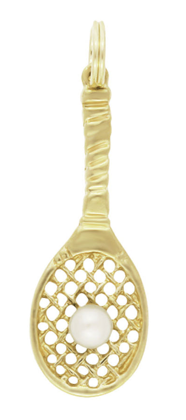 Tennis Racket with Pearl Ball - Yellow Gold 14K - C709