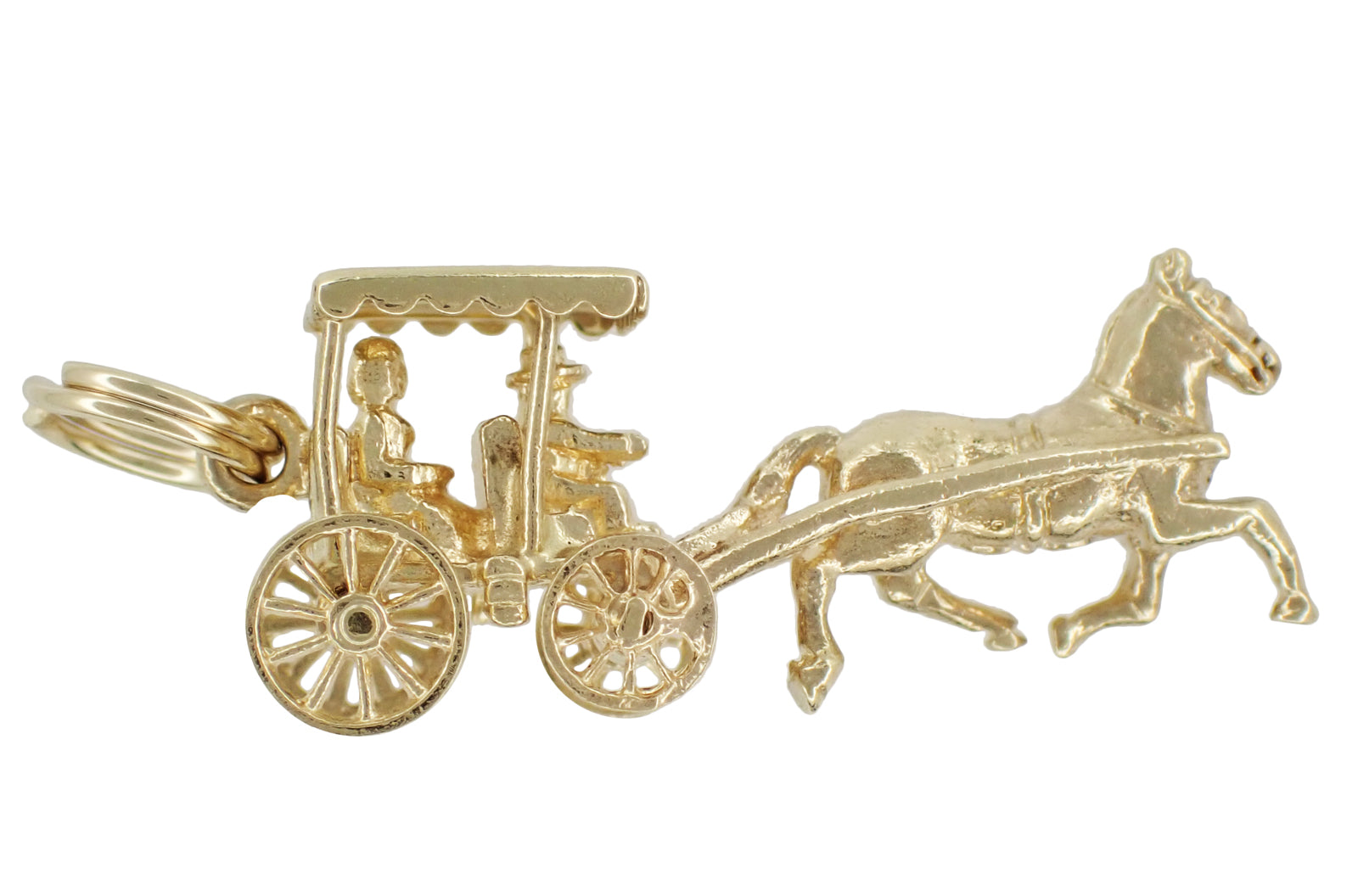 Bahamas Horse Drawn Carriage Movable Vintage Charm in 9 Karat Gold - Item: C714 - Image: 2