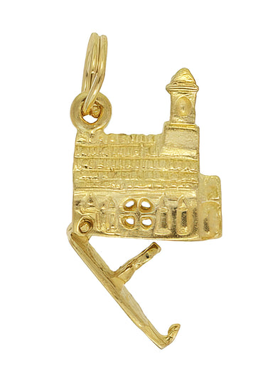 Old Church with Hidden Bride and Groom Movable Charm in 14 Karat Gold - alternate view