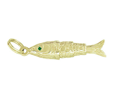 Vintage Style Movable Wiggling Fish Charm in 14 Karat Yellow Gold - alternate view