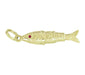 Vintage Movable Wrigging Fish Charm in Yellow Gold - with RUBY Eyes - C780-R