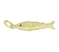 Vintage Movable Wrigging Fish Charm in Yellow Gold - with BLUE SAPPHIRE Eyes - C780-S