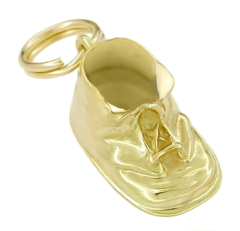 1950s Gold Baby Shoe Charm for Charm Bracelet - C781