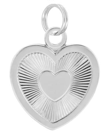 Retro Radiant Heart Pendant with Engravable Center in 14 Karat Yellow Gold or White Gold - alternate view