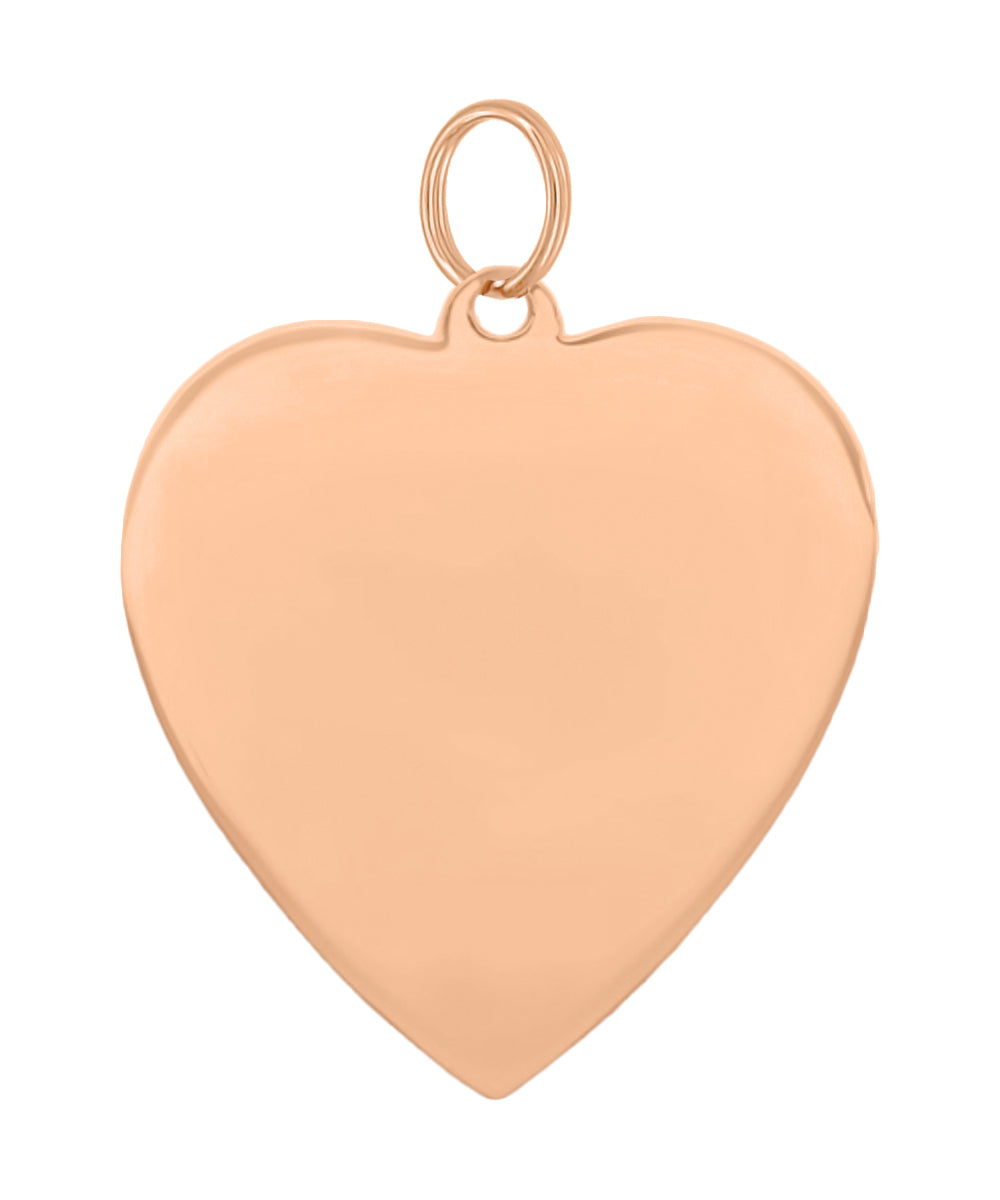 1960's Style Large Flat Engravable Heart Pendant Medallion in 14 Karat Yellow, White or Rose Gold - Item: C797-75 - Image: 3
