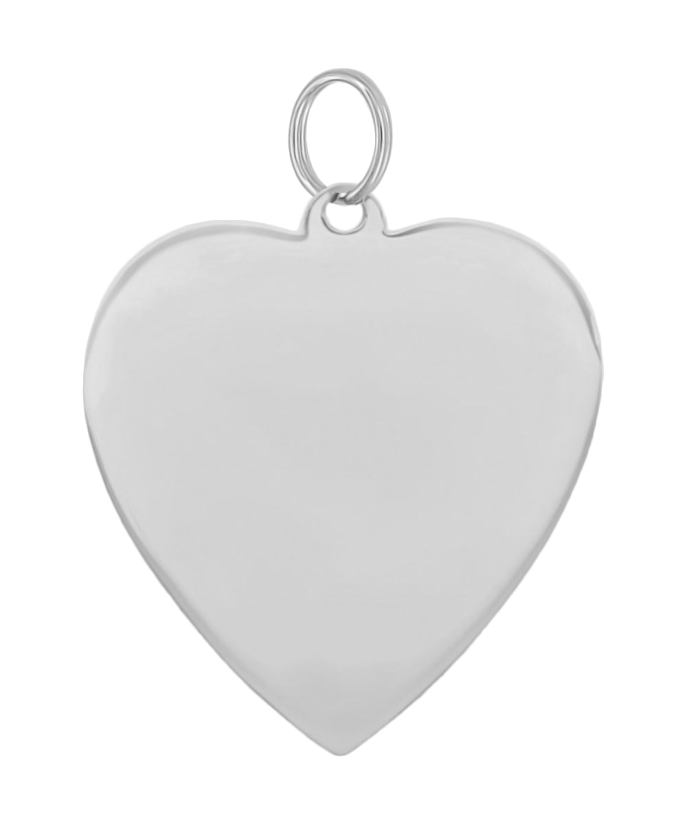 1960's Style Large Flat Engravable Heart Pendant Medallion in 14 Karat Yellow, White or Rose Gold - Item: C797-75 - Image: 2
