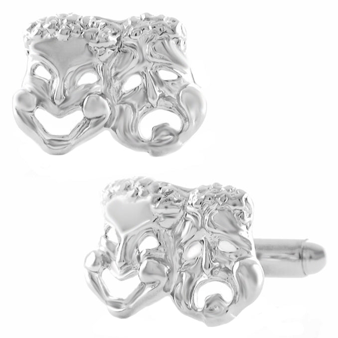 Comedy Tragedy Mask Cufflinks - Sterling Silver SCL143