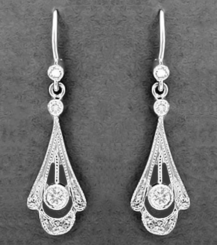 1920s Art Deco Platinum and Diamond Antique Tear Drop Earrings ...