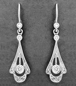 1920's Art Deco Platinum and Diamond Tear Drop Earrings