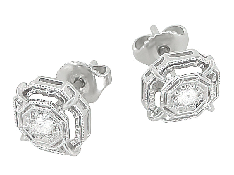 Art deco diamond stud earrings new arrivals