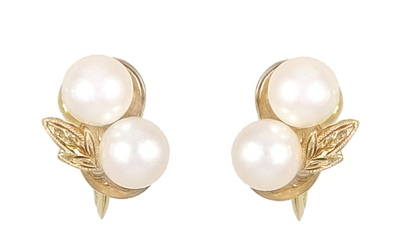 Vintage Pair Of 14ct Yellow Gold Pearl Cluster Earrings Val $2160