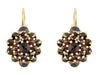 Bohemian Garnet Victorian Leverback Oval Cluster Earrings in 14K Yellow Gold and Sterling Silver Vermeil